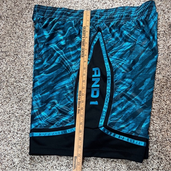 AND1 Men’s Shorts Size 3XL Shiny Teal Black Training Active Workout Basketball - Picture 2 of 10